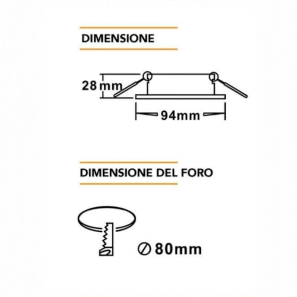 Portafaretto tondo da Incasso Orientabile GU10 Alluminio Spazzolato Foro 80mm Diametro 94mm Design Moderno Per Soffitto e Cartongesso