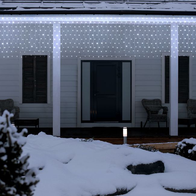 Tenda Luminosa Natalizia 300 LED Intermittenti – Luce Calda e Luce fredda - 3 Metri + 3 Metri di alimentazione – IP44 – 31V