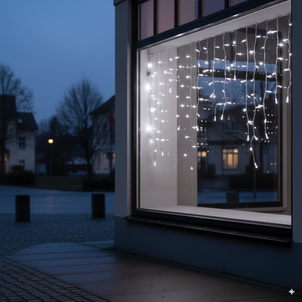 Tenda Luminosa Natalizia LED 192 Luci Intermittenti – 3 Metri con Stalattiti – IP44 Interno Esterno – Luce Fredda o Calda