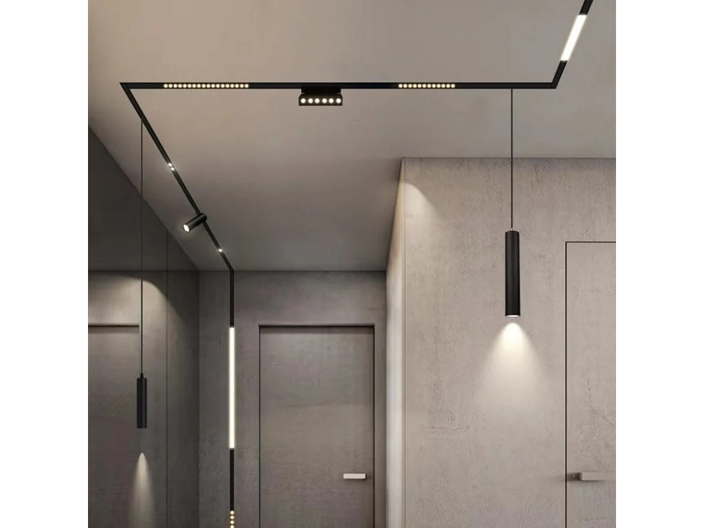 Lampada Griglia LED Magnetica per Binario 48V – 18W 1620 Lumen Luce Calda 3000K o Luce naturale 4000K – Faretto Lineare in Alluminio Nero 30cm – Illuminazione Interni Moderna IP20