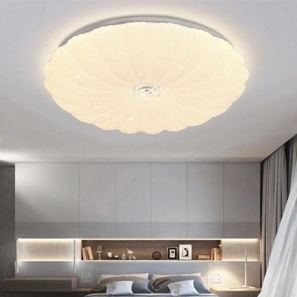 Plafoniera LED Soffitto 46W con Effetto Stellato, 3680 Lumen, 3 Tonalità di Luce (3000K/4000K/6500K), Bluetooth e Telecomando, Design Moderno in Alluminio e PVC, Ø48 cm