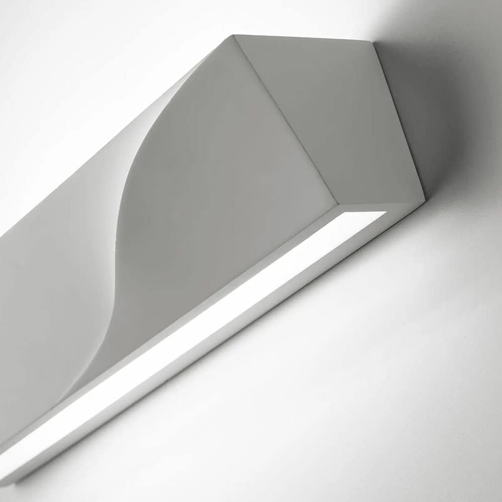 Applique LED da Parete in Gesso Verniciabile Bianco – Design Moderno Up&Down, Attacco G9, 22x7,5 cm, Interni