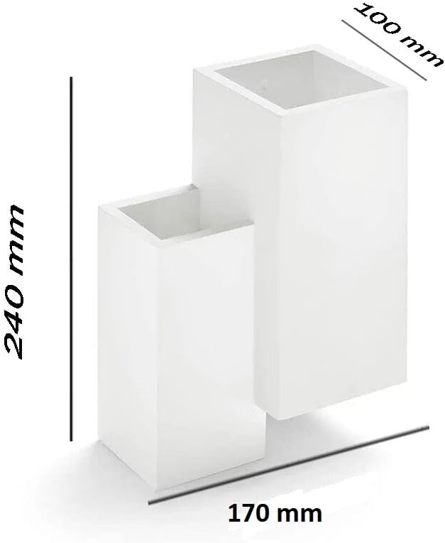 Applique da Parete Moderna in Gesso Verniciabile, Attacco G9, Biemissione Luce Up&Down, Design Rettangolare 17x10x24 cm, IP20, per Interni – Soggiorno, Camera, Scale