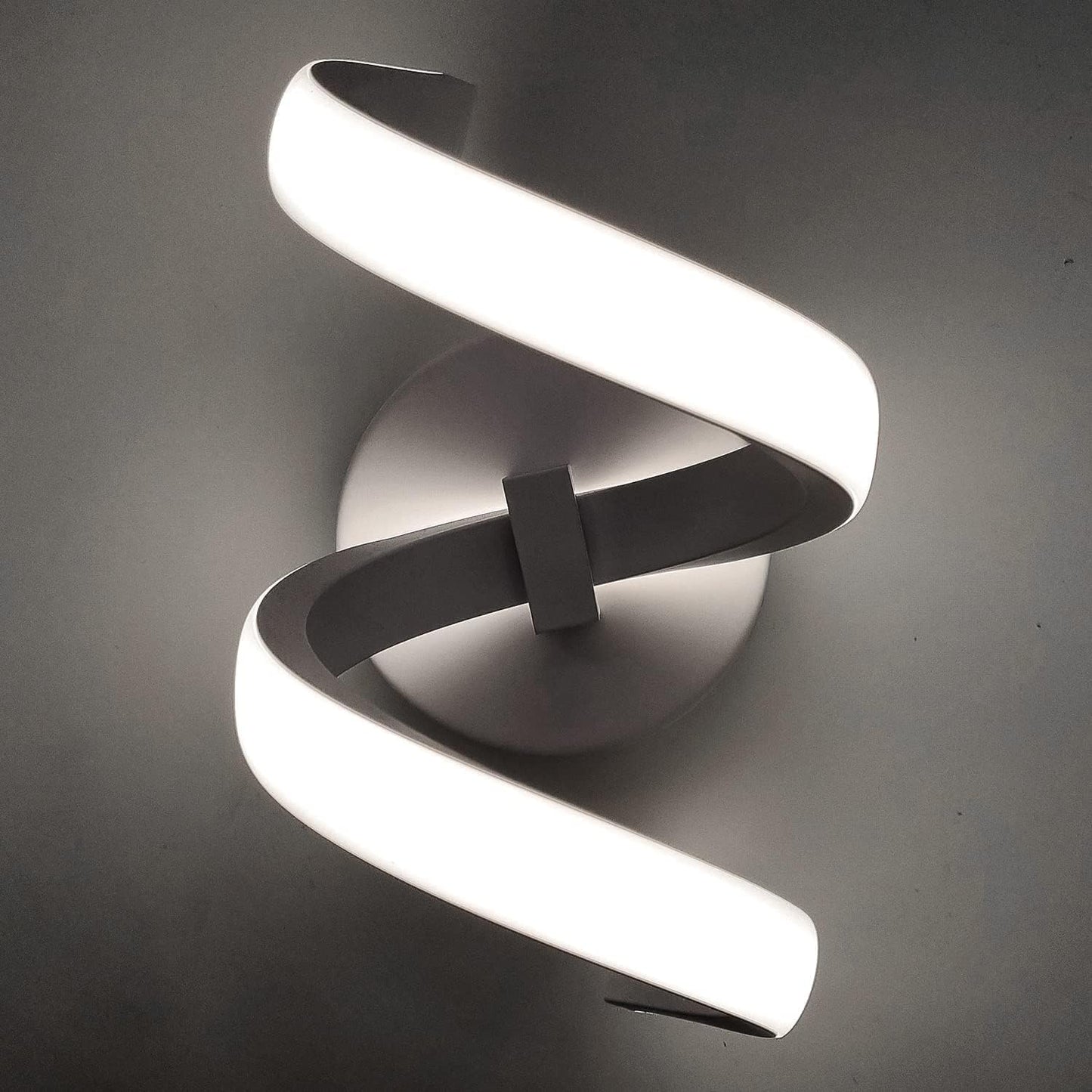 Applique LED da Parete 12W 960 Lumen, Selezione Colore Luce Calda/Naturale/Fredda, Design Curvo Bianco Moderno per Interni, 337x180x150mm, IP20