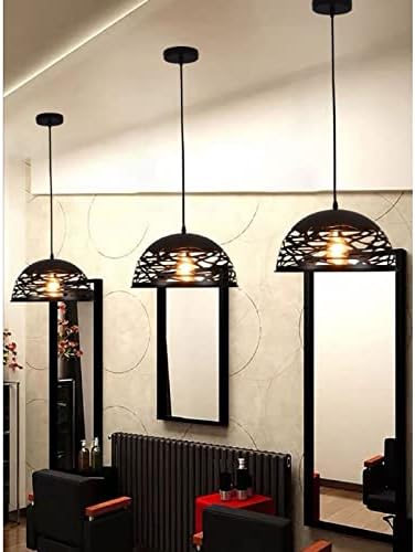 Lampadario a sospensione E27 in metallo nero, paralume traforato Ø36 cm, design moderno, IP20 – Altezza regolabile fino a 137 cm