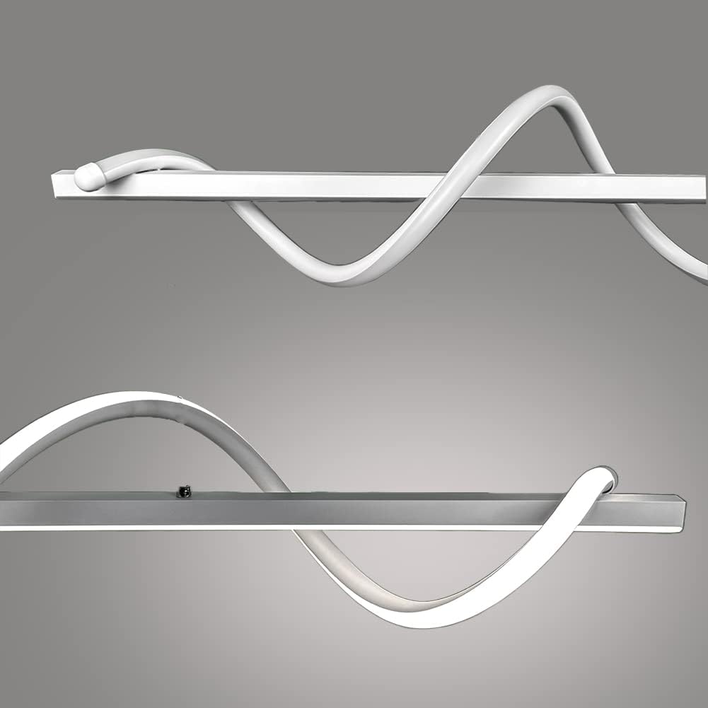 Lampadario LED a Sospensione Moderno 36W con Luce selezionabile 3000K 4000K 6500K – 2280 Lumen – Design Ondulato in Alluminio Bianco – Illuminazione Interni Sala Cucina Soggiorno