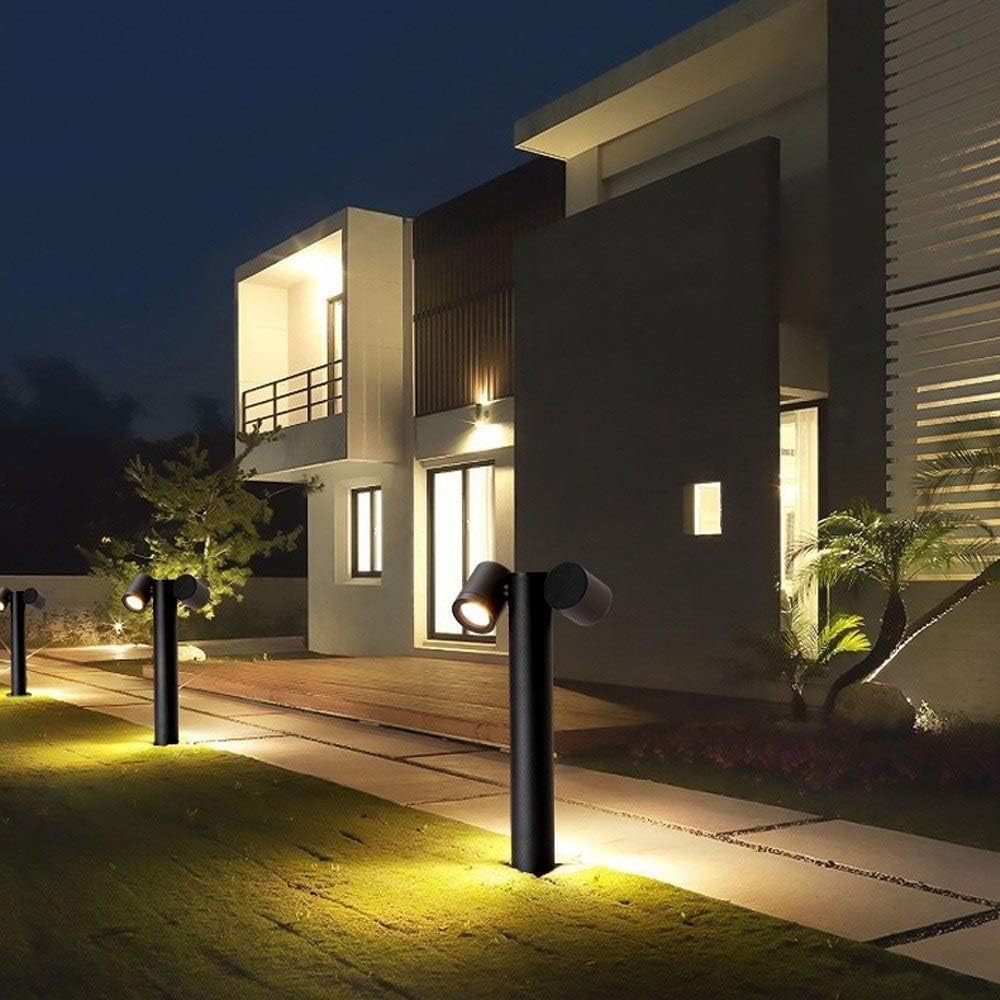 Lampioncino Lampione Paletto LED da giardino IP44 con doppio faretto orientabile, attacco GU10, 440mm, design moderno per vialetti e aiuole Grigio scuro