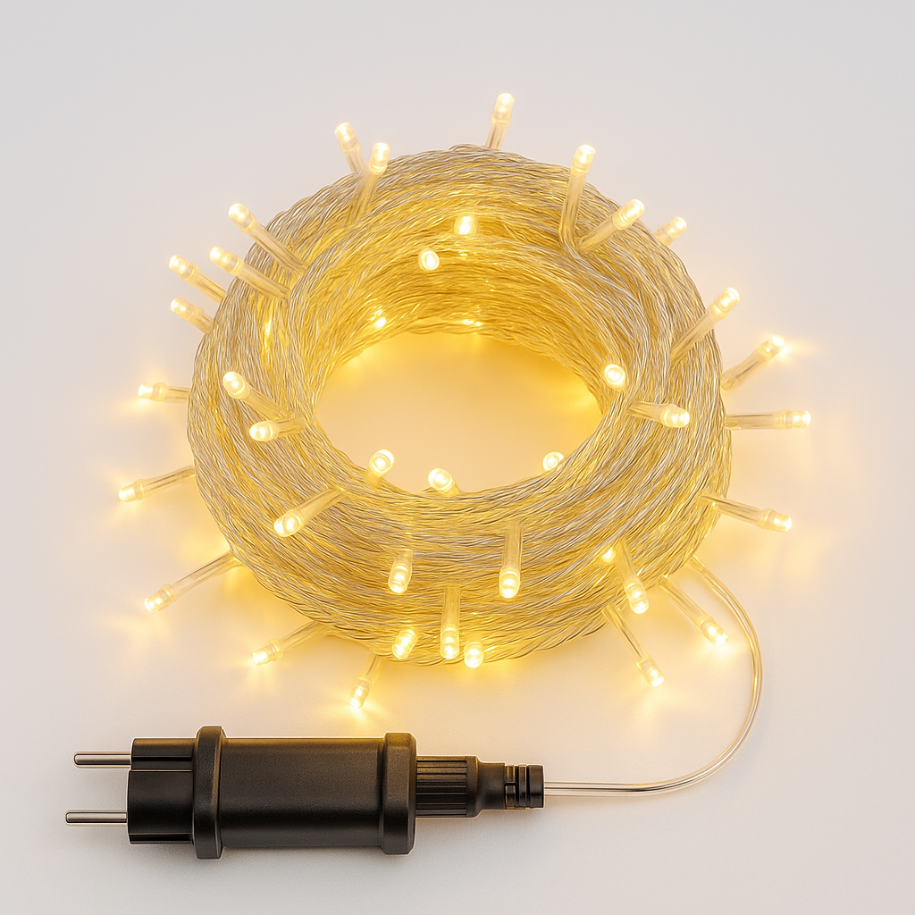 Catena Luminosa Natalizia LED 300 Led Luci di Natale – Per Interno ed Esterno 15 metri Cavo Trasaparente