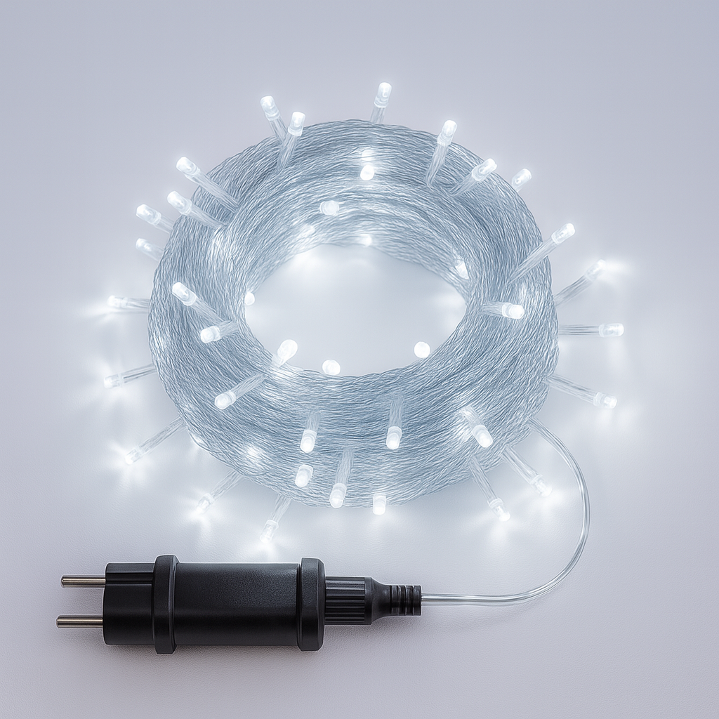 Catena Luminosa Natalizia LED 300 Led Luci di Natale – Per Interno ed Esterno 15 metri Cavo Trasaparente