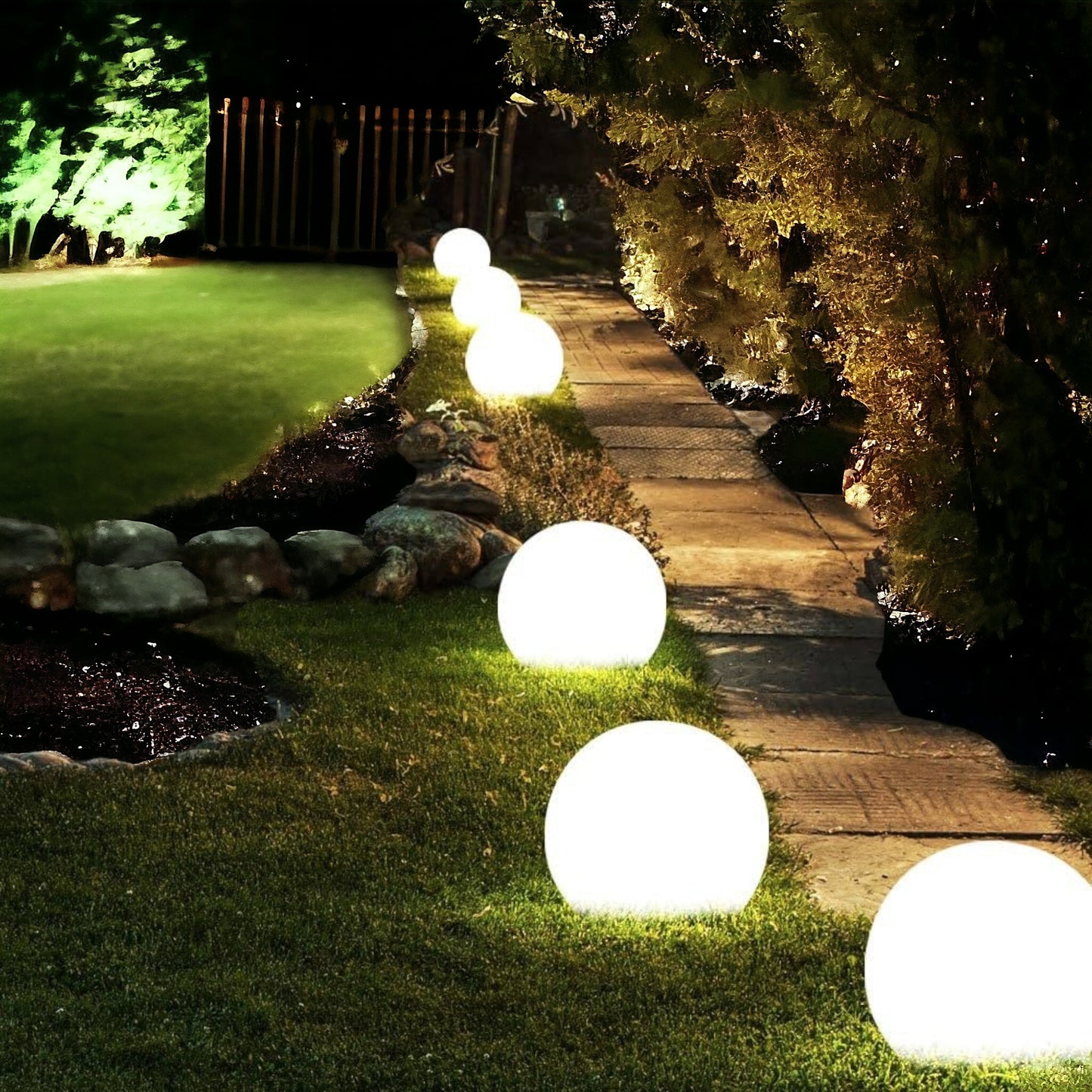 Lampada a Sfera da Giardino da terra, Design Elegante, Attacco E27, Resistente agli Agenti Atmosferici ip65, illuminazione da esterno
