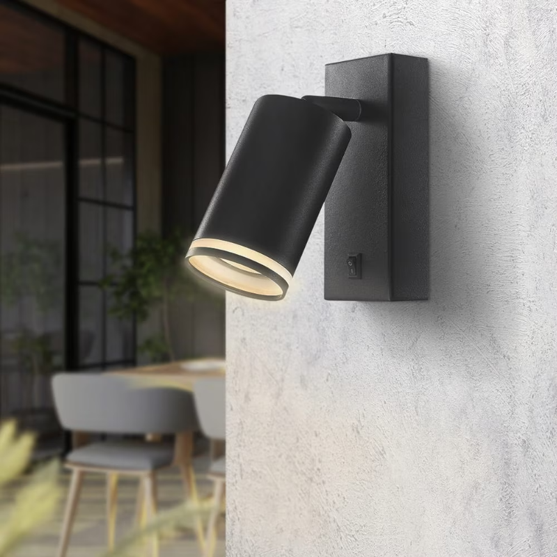 Applique da Parete con Attacco GU10, Orientabile, Interruttore ON OFF, Design Moderno per Interno, Lampada da Lettura - Bianco o Nero