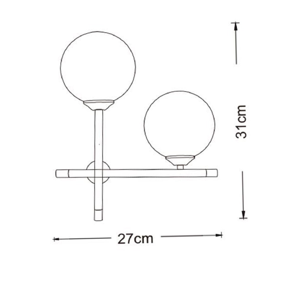 Applique da Interno con Sfere Bianche Opache – Attacco G9 – Struttura Nero e Oro– Design Moderno 31x27 cm Senza lampadine
