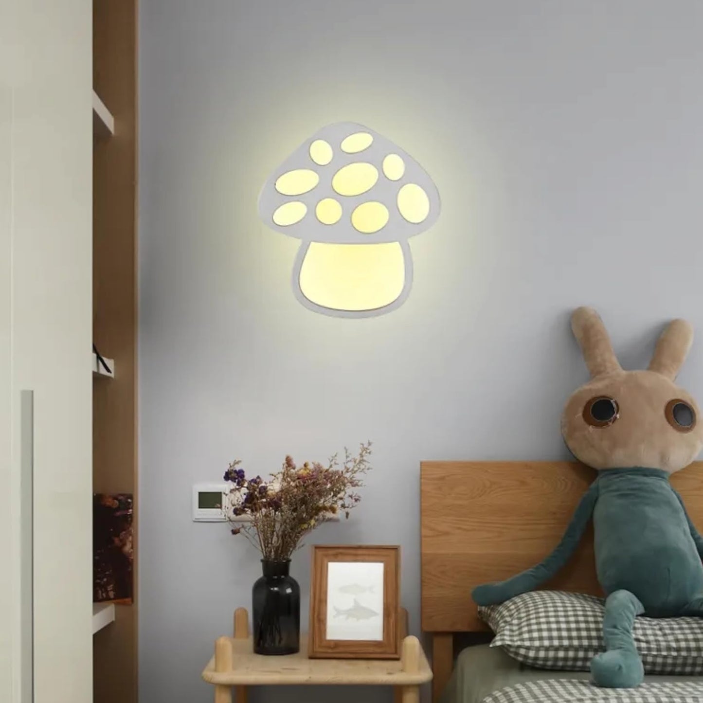 Lampada da Parete LED a Forma di Fungo 9W 630 Lumen Bianco – 3 Toni di Luce Selezionabili – Applique Cameretta Interni IP20 Design Moderno