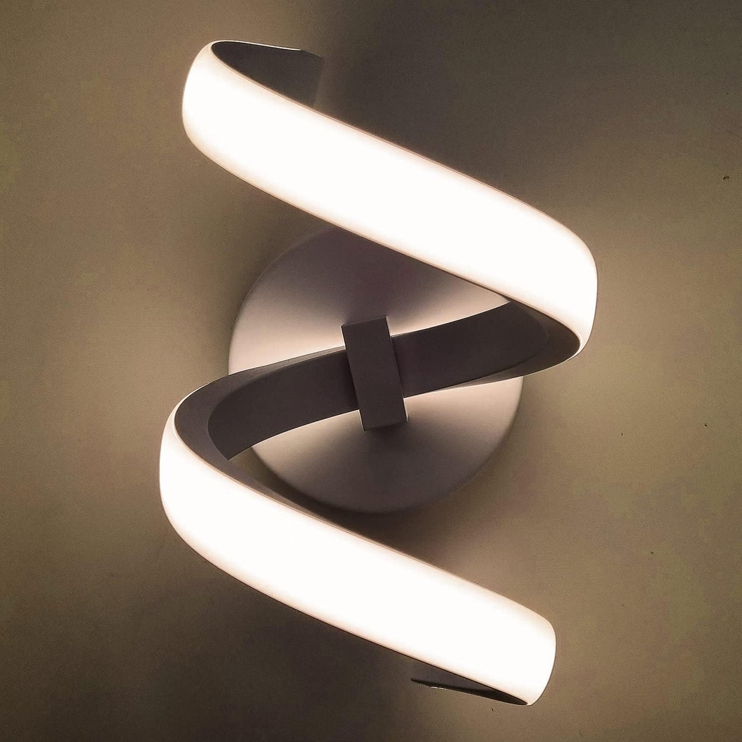 Applique LED da Parete 12W 960 Lumen, Selezione Colore Luce Calda/Naturale/Fredda, Design Curvo Bianco Moderno per Interni, 337x180x150mm, IP20