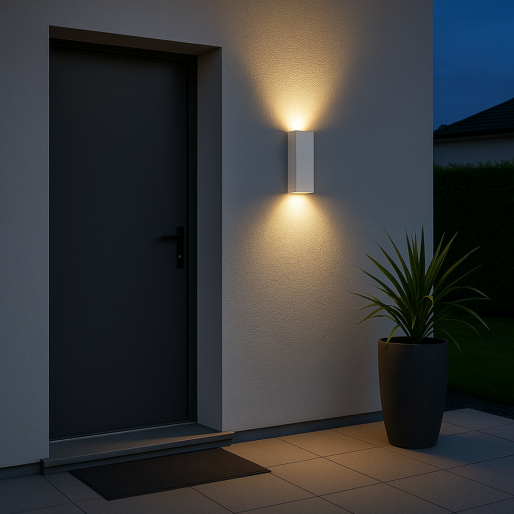 Applique LED da Esterno Biemissione 8W 734lm IP65 Nera o Bianca con CCT Switch 3000K 4000K 6000K – Fascio 295°