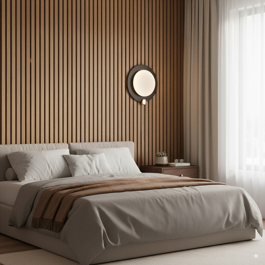 Applique LED da interno moderna 10W 550lm con catenella oro – Lampada da parete rotonda design minimal, luce calda naturale fredda CCT switch 220V