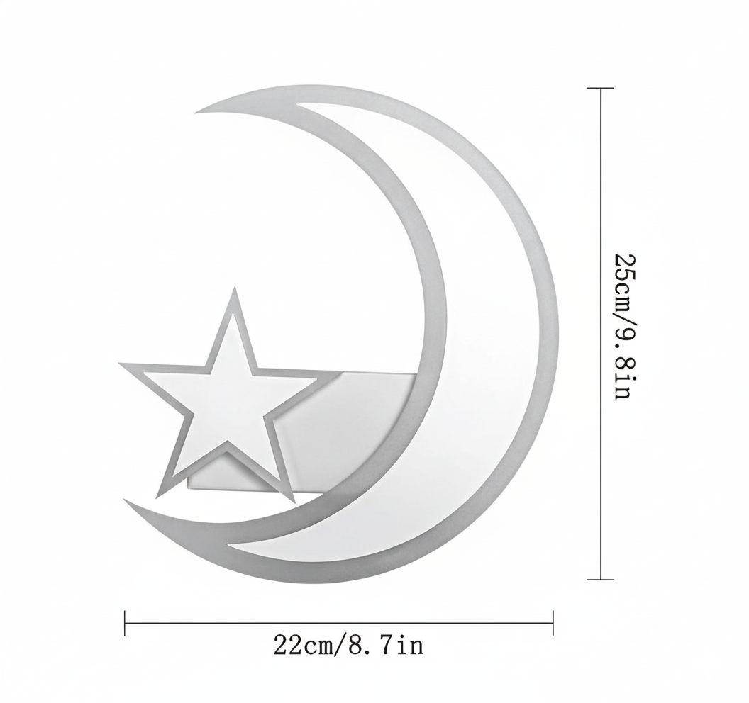 Applique LED da Parete 11W Design Luna e Stella Bianco – CCT Switch 3000K 4000K 6500K – 550 Lumen – Alluminio e Acrilico – Moderno per Cameretta, Soggiorno o Corridoio