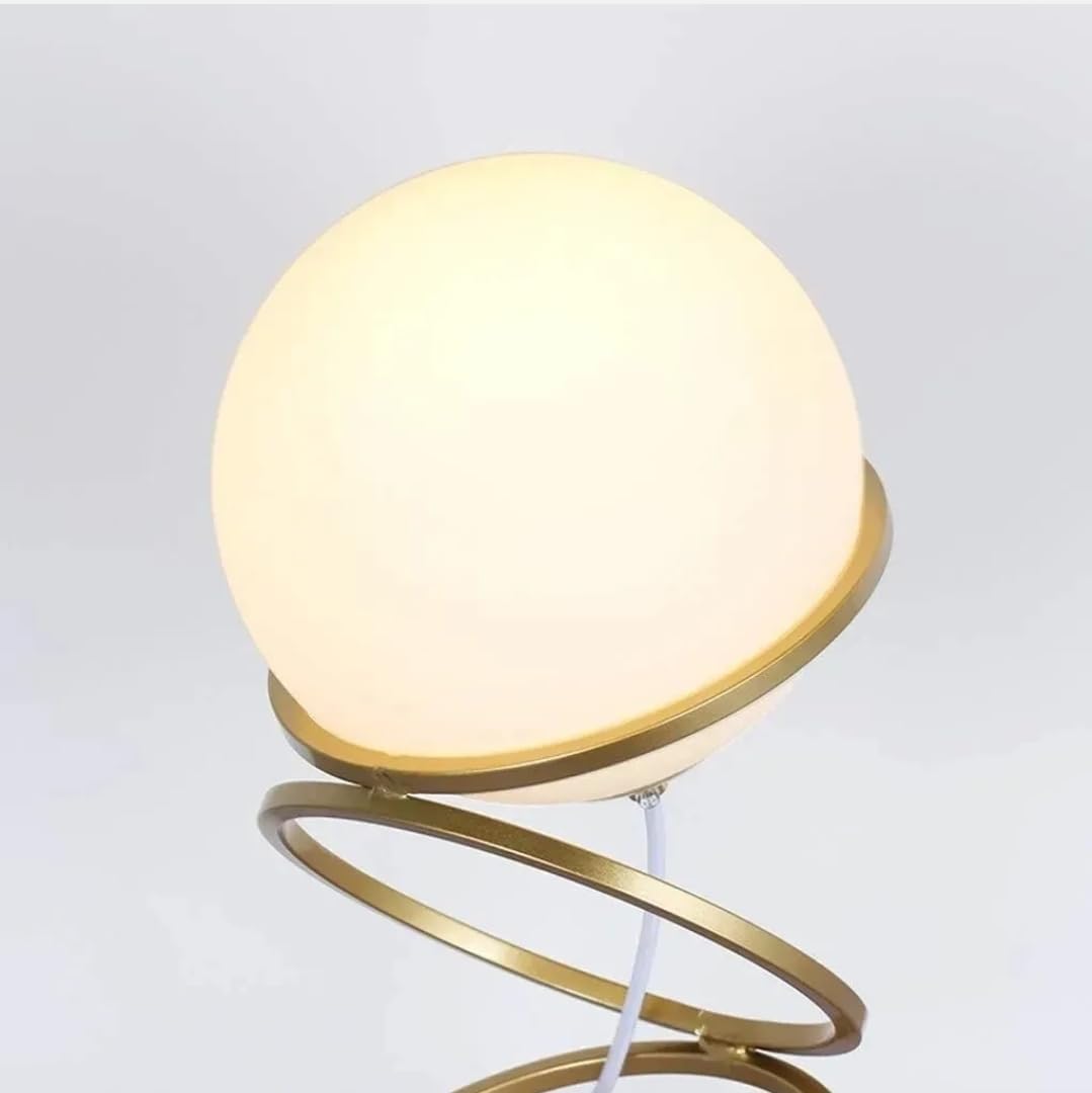 Lampada da Tavolo Moderna con Paralume Sferico in Vetro e Struttura in Metallo Oro, Design a 4 Anelli, Attacco G9, 28x15 cm per Comodino, Scrivania e Salotto – Solo per Interni