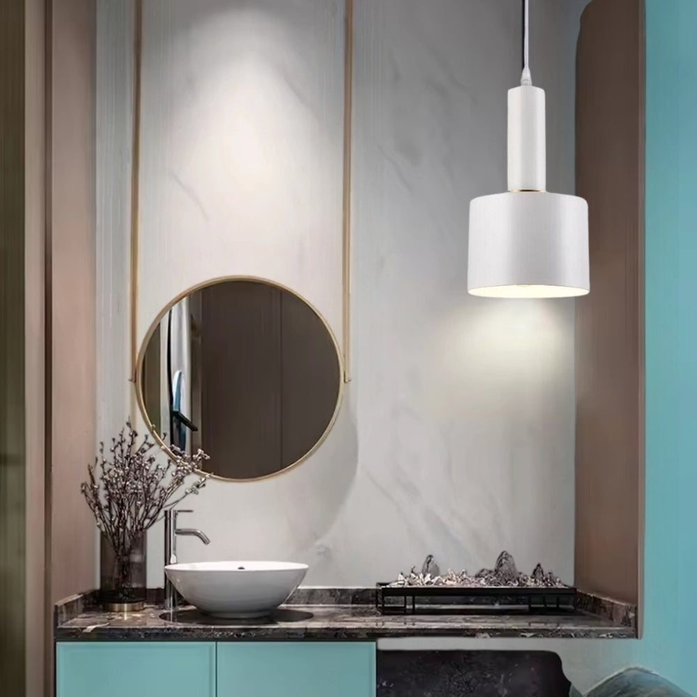 Lampadario Pendente, Design Minimal, Attacco E27, Altezza Regolabile, Ideale per Cucina, Sala da Pranzo, Bar e Camere da Letto, Nero e dorato, Bianco