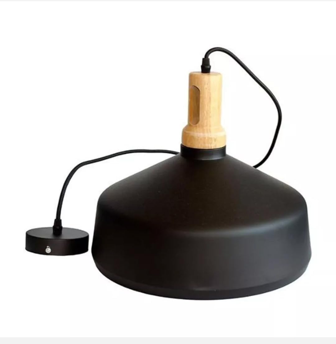 Lampadario da soffitto a sospensione con attacco E27 (lampadina non inclusa) moderno stile industriale nordino Nero e Oro 35x22 cm