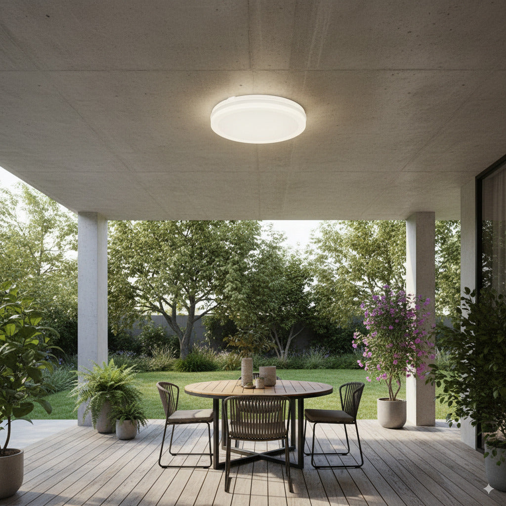 Plafoniera Bianca o Nera a LED per interno ed esterno da Soffitto e Parete 29W 3940 Lumen IP65 CCT Switch Luce Calda Naturale Fredda Ø235mm 220V
