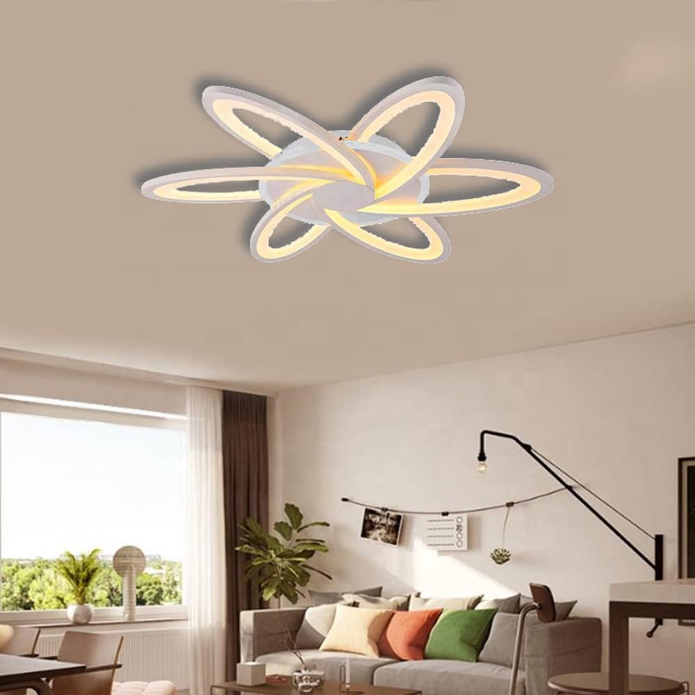 Plafoniera LED Soffitto 59W Design Artistico, 4720 Lumen, Luce Calda, Fredda, Naturale, Fascio 300°, Alluminio Bianco e ABS, Moderna per Salotto e Camera