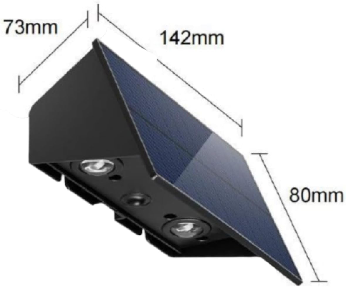 Applique LED Solare da Esterno 4W Biemissione Up&Down IP65 – Lampada da Parete a Luce Calda 3000K con Pannello Solare Integrato e Sensore Crepuscolare