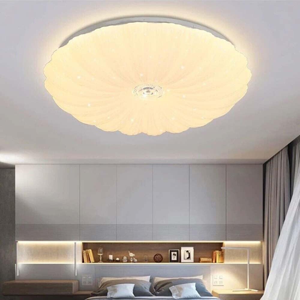 Plafoniera LED Soffitto 46W con Effetto Stellato, 3680 Lumen, 3 Tonalità di Luce (3000K/4000K/6500K), Bluetooth e Telecomando, Design Moderno in Alluminio e PVC, Ø48 cm