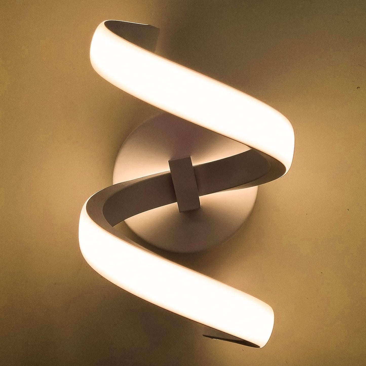 Applique LED da Parete 12W 960 Lumen, Selezione Colore Luce Calda/Naturale/Fredda, Design Curvo Bianco Moderno per Interni, 337x180x150mm, IP20