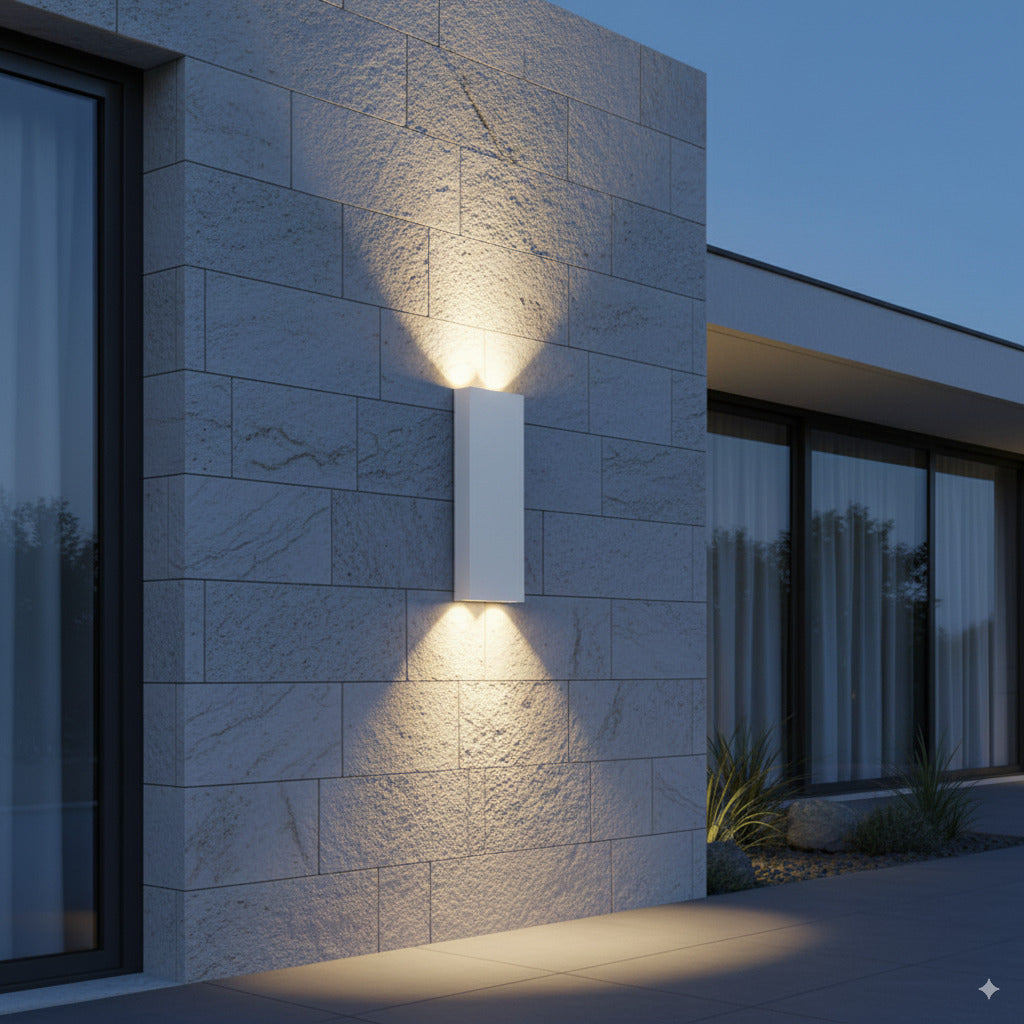 Applique LED da Esterno Biemissione 8W 734lm IP65 Nera o Bianca con CCT Switch 3000K 4000K 6000K – Fascio 295°