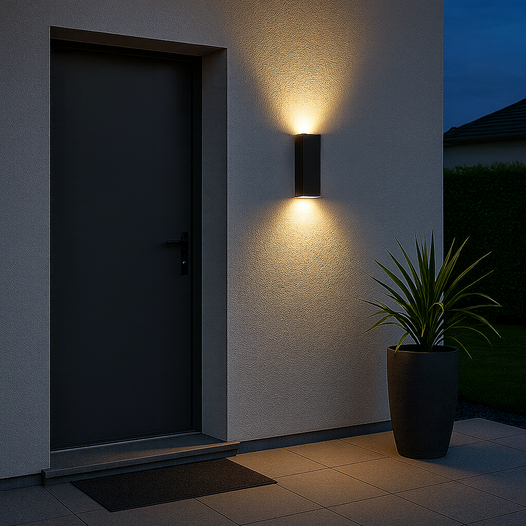 Applique LED da Esterno Biemissione 8W 734lm IP65 Nera o Bianca con CCT Switch 3000K 4000K 6000K – Fascio 295°