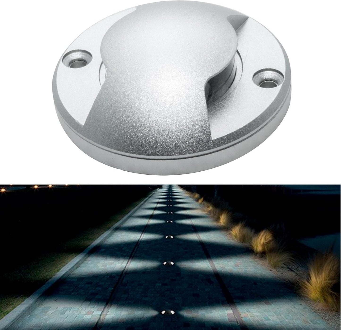 Faretto LED Calpestabile da Esterno Radente 4W 320lm 12V IP65 Biemissione Luce Naturale 4000K Grigio silver