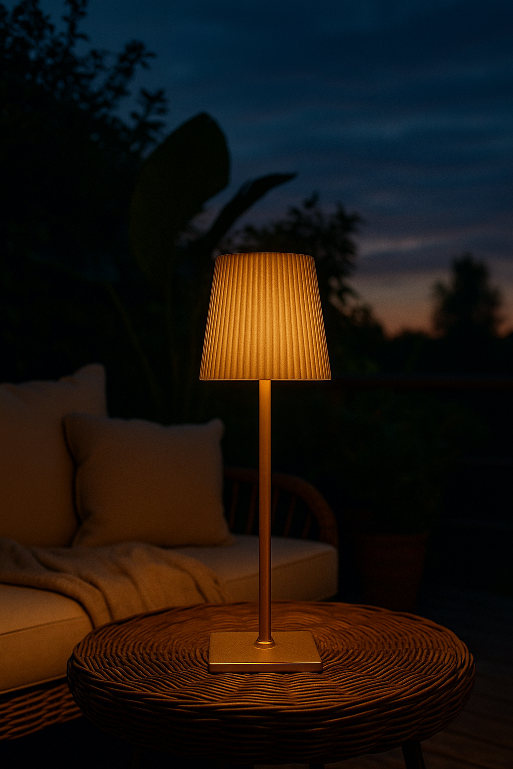 Lampada da tavolo LED dorata 5W ricaricabile con pannello solare e cavo USB, 40 cm, luce calda/fredda/naturale, sensore crepuscolare, batteria 2000mAh