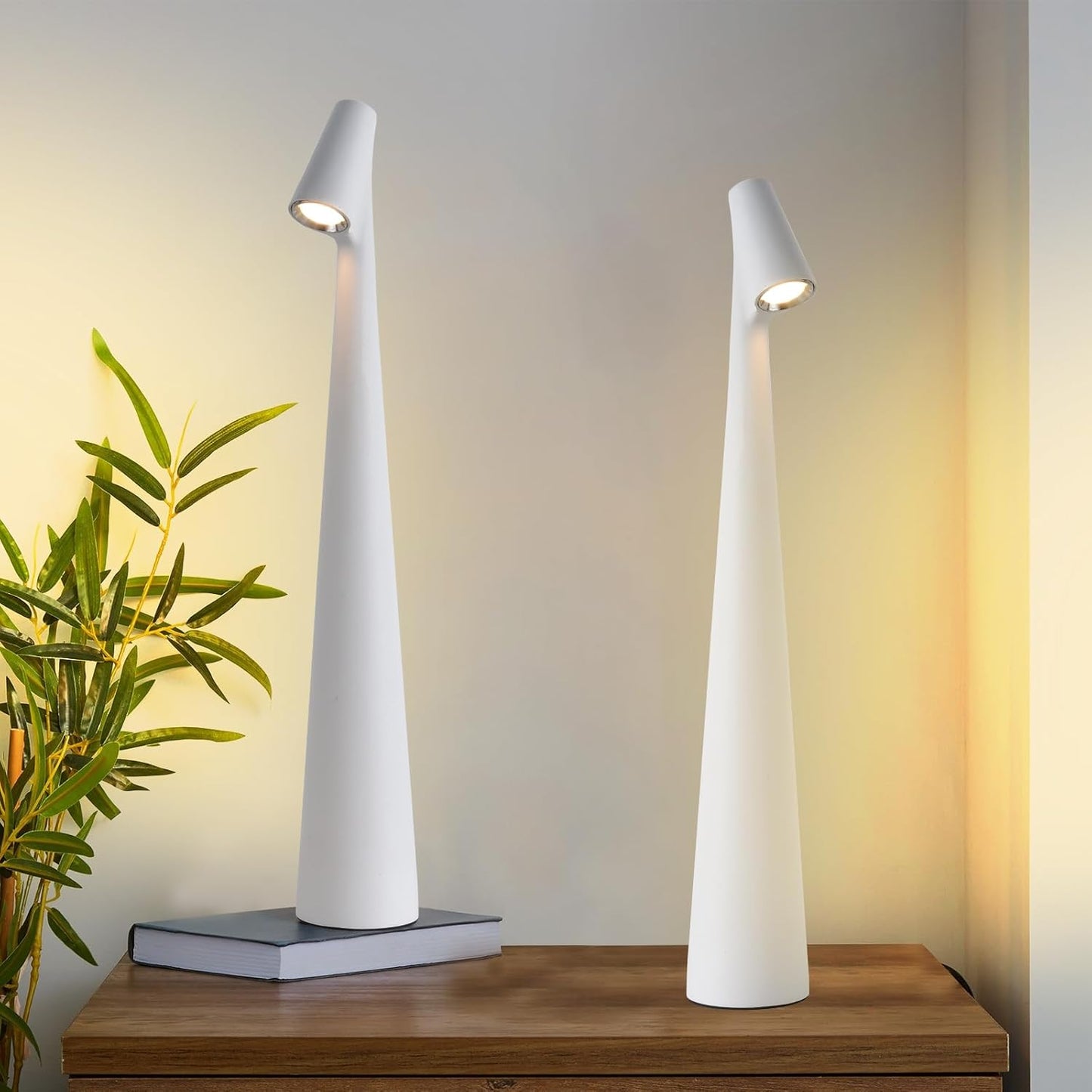 Lampada da Tavolo LED Touch Dimmerabile Ricaricabile 1W 100lm in Alluminio, Luce Calda 3000K, Design Moderno Bianco