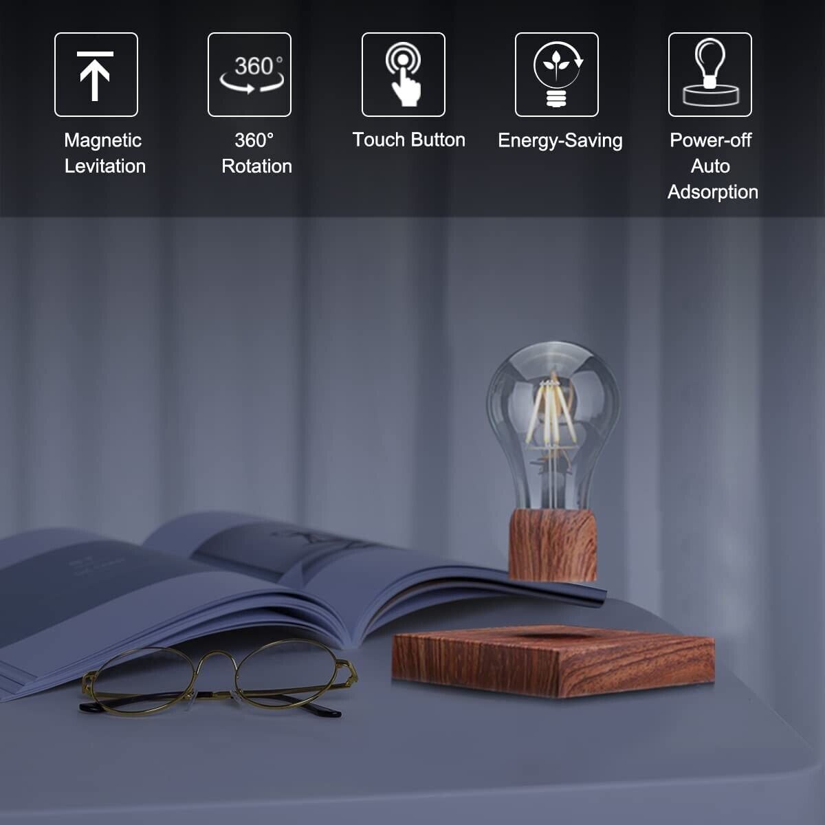 Lampada da Tavolo LED a Levitazione Magnetica - Design Moderno attacco E27 con Filamento a LED