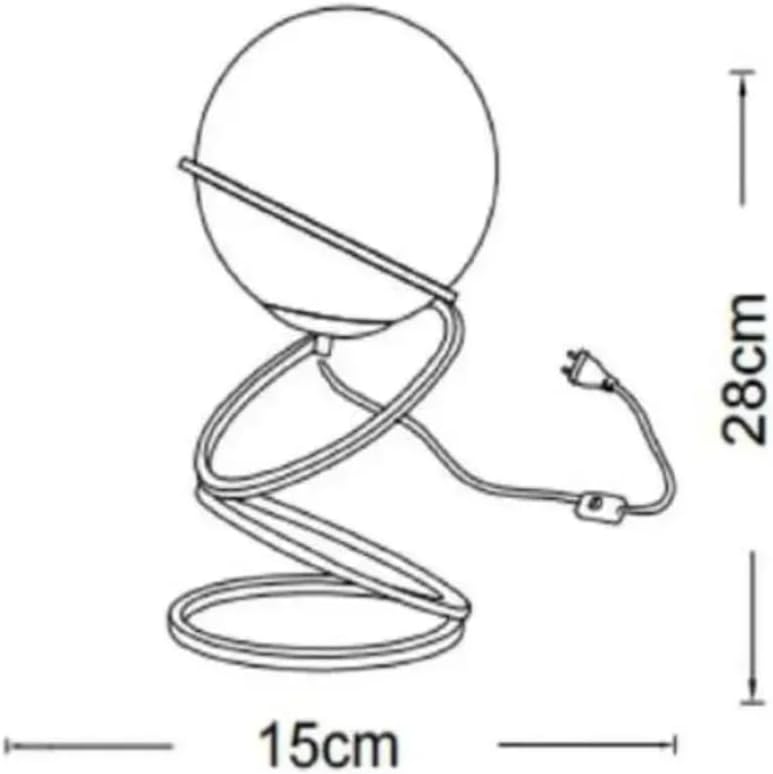 Lampada da Tavolo Moderna con Paralume Sferico in Vetro e Struttura in Metallo Oro, Design a 4 Anelli, Attacco G9, 28x15 cm per Comodino, Scrivania e Salotto – Solo per Interni
