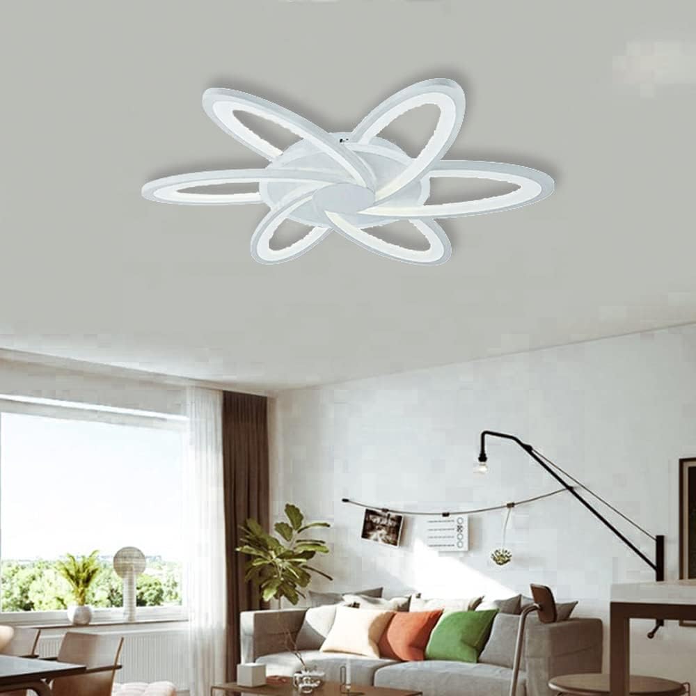 Plafoniera LED Soffitto 59W Design Artistico, 4720 Lumen, Luce Calda, Fredda, Naturale, Fascio 300°, Alluminio Bianco e ABS, Moderna per Salotto e Camera