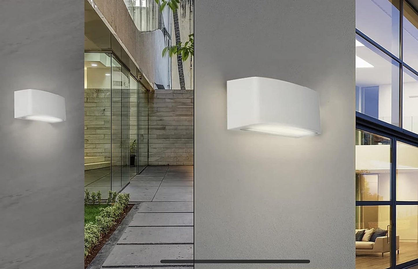 Applique da Esterno Biemissione IP65 E27 60W – Lampada da Parete Rettangolare in Alluminio Bianco, Nero o Grigio per Giardino, Terrazza, Facciate