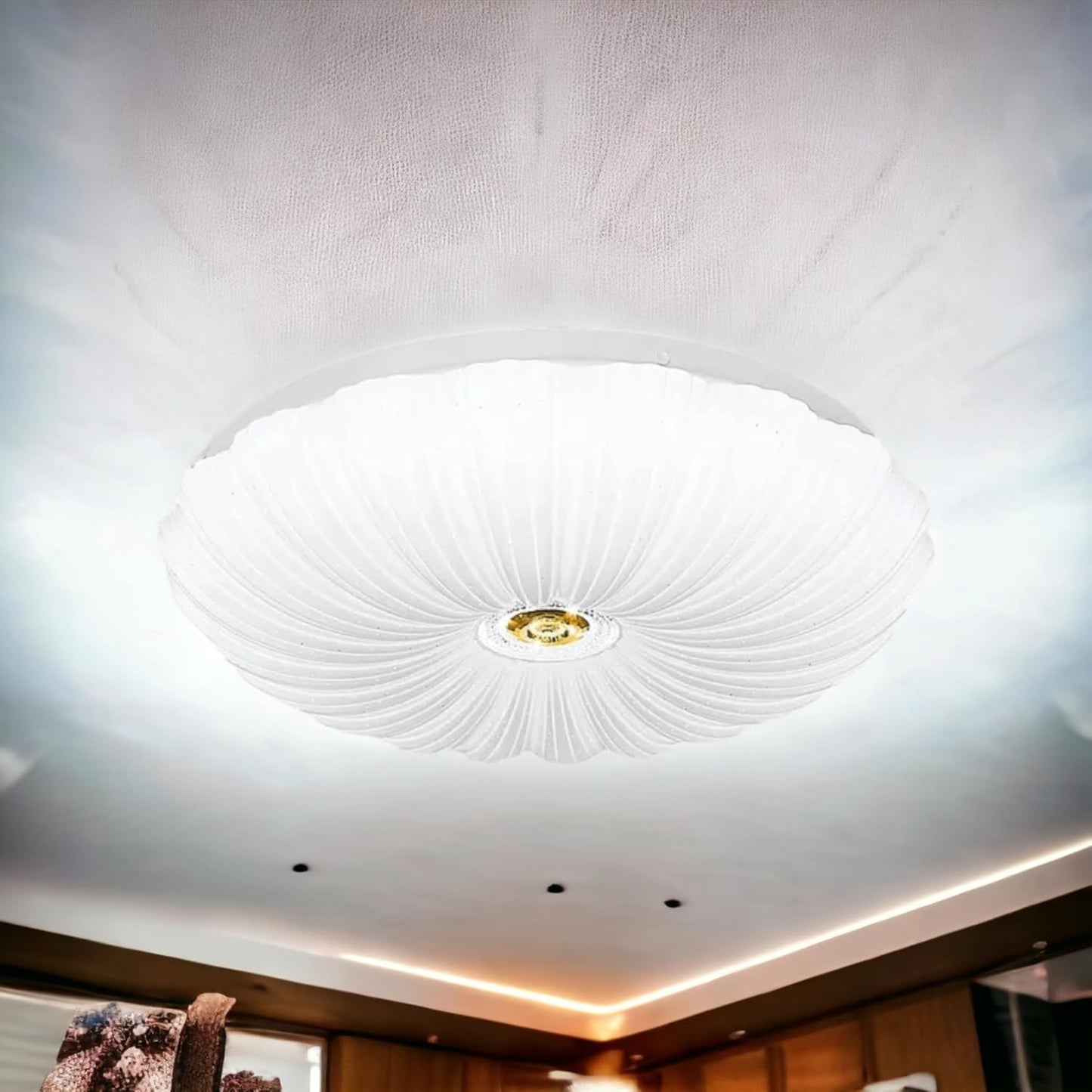 Plafoniera LED Soffitto 46W con Effetto Stellato, 3680 Lumen, 3 Tonalità di Luce (3000K/4000K/6500K), Bluetooth e Telecomando, Design Moderno in Alluminio e PVC, Ø48 cm
