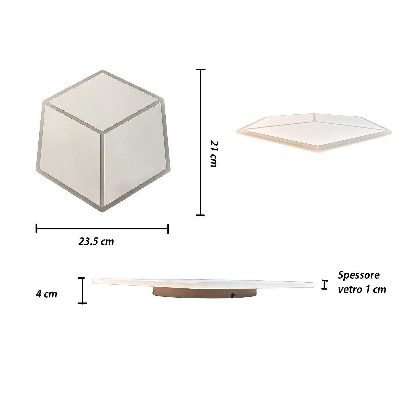Applique LED da Parete Interna 12W Design Cubo 3D – Luce Calda, Naturale o Fredda – 960 Lumen – Alluminio Bianco 21x23,5 cm