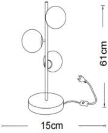 Lampada da Tavolo Minimalista con 3 Sfere in Vetro Bianco opalino Design Elegante per Illuminare e Decorare Spazi Interni Adatta a Comodini Scrivanie e Tavolini Altezza 61 cm