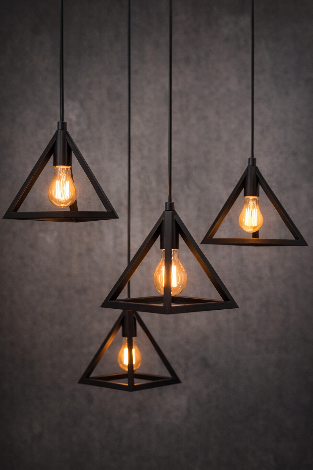 Lampadario a Sospensione E27 in Metallo Nero Design Geometrico Moderno Stile Industriale, Lampada a Soffitto per Cucina Soggiorno Camera