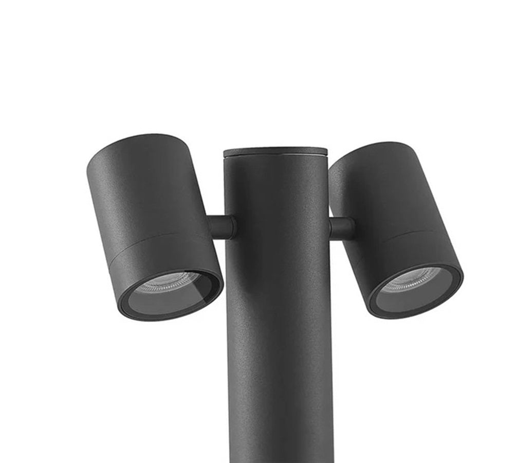 Lampioncino Lampione Paletto LED da giardino IP44 con doppio faretto orientabile, attacco GU10, 440mm, design moderno per vialetti e aiuole Grigio scuro