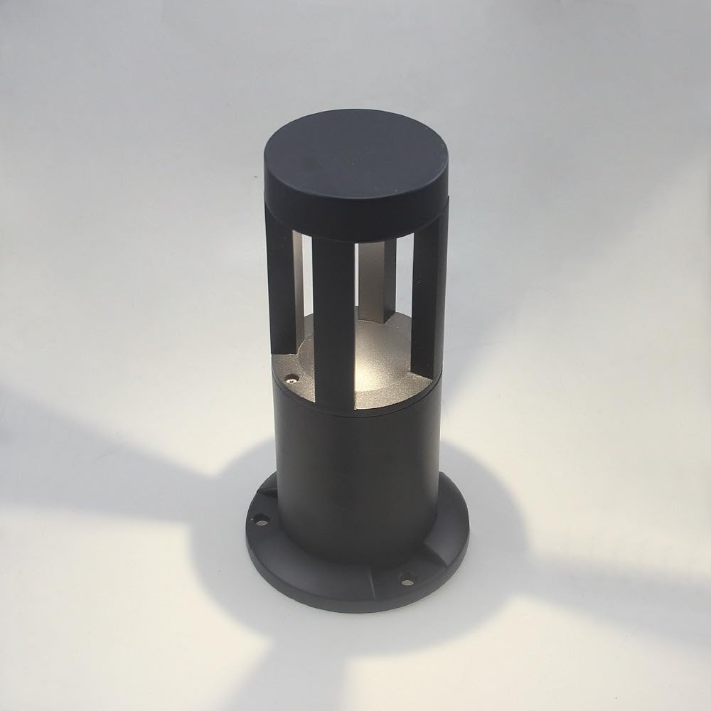 Lampione a led lampioncino lampada illuminazione da esterno palo da giardino nero moderno 12w ip65 30cm