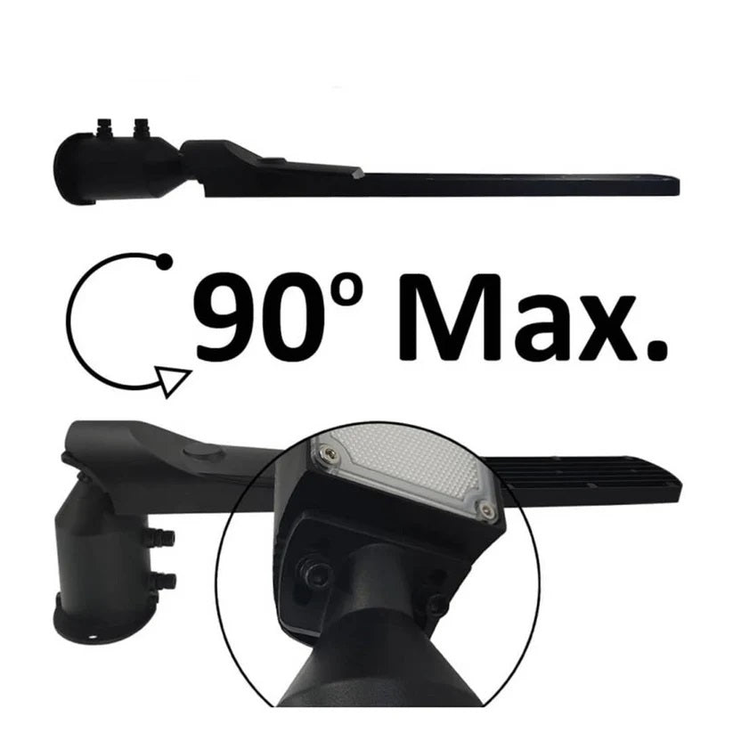 Lampione Stradale LED 100W Ultra Slim, 8400 Lumen, Luce fredda 6500K, Impermeabile IP65, Alluminio, Inclinazione Regolabile