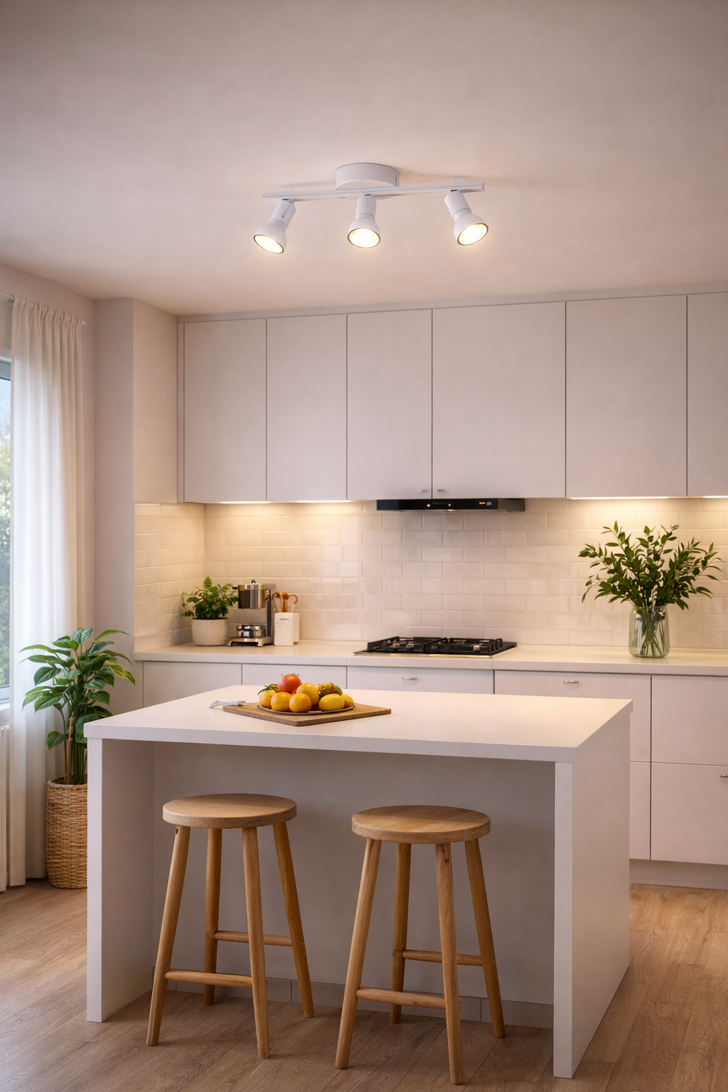 Faretto Soffitto 3 Luci GU10 Orientabili in Metallo, Plafoniera Spot Direzionabili, Lampada da Soffitto Moderna per Corridoio Cucina Soggiorno, Bianco, Lampadine Non Incluse