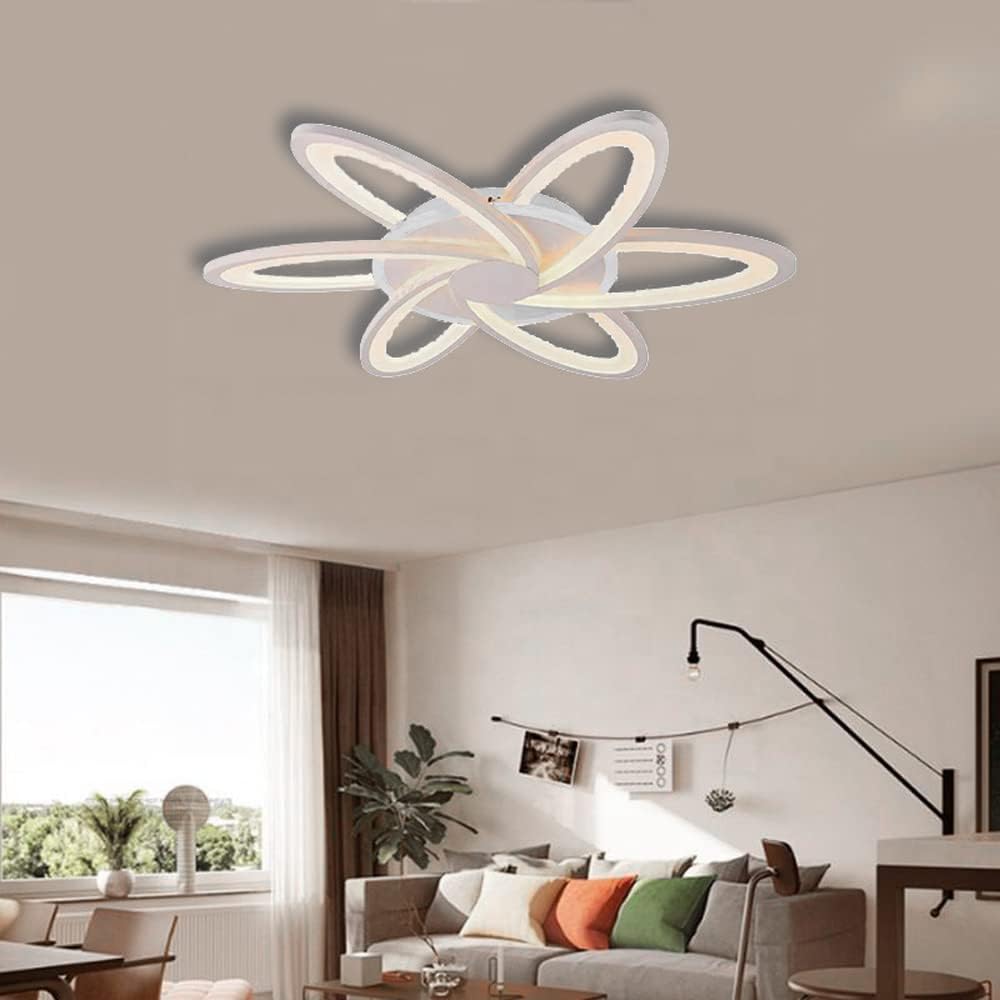 Plafoniera LED Soffitto 59W Design Artistico, 4720 Lumen, Luce Calda, Fredda, Naturale, Fascio 300°, Alluminio Bianco e ABS, Moderna per Salotto e Camera