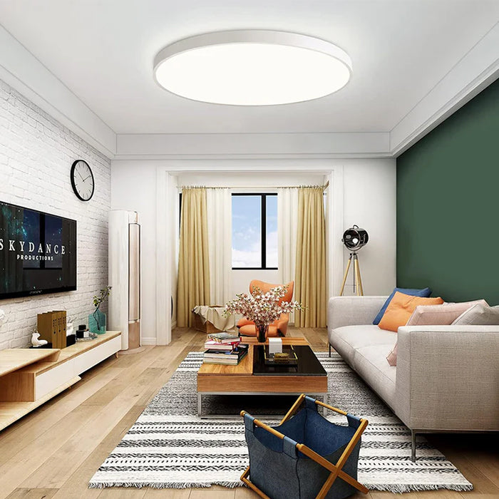 Plafoniera LED Slim 36W 3600lm Ø48cm CCT-Switch 6500K/4000K/2700K – Luce fredda calda o naturale Selezionabile, Bianco, Angolo 120°, IP40 – Design Ultra Sottile