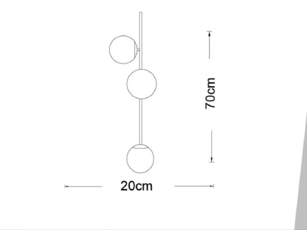 Applique da Parete Moderna, attacco G9, Struttura in Metallo Dorato e 3 Sfere in Vetro Bianco, Design Elegante Minimal per Interni, IP20