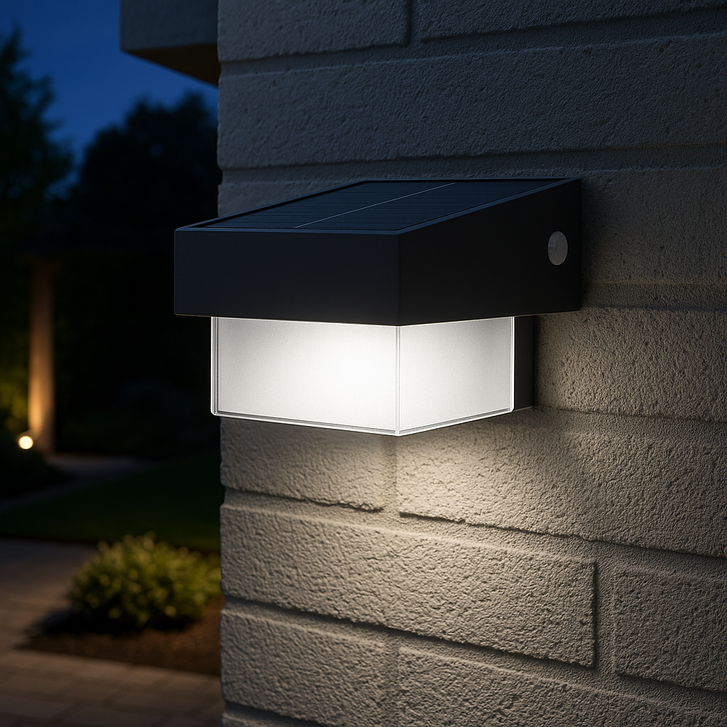 Applique solare LED da esterno con sensore di movimento IP54 400lm luce fredda 6000K 3 modalità crepuscolare ricarica solare